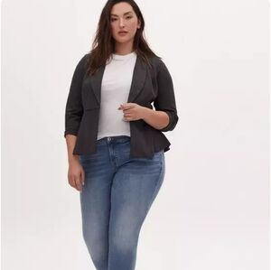 Torrid Studio Luxe Ponte Peplum Grey Blazer Size 0